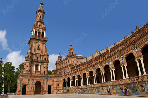 Spain Square Plaza de Espana, Seville, Spain, built on 1928, it is one example of the Regionalism Architecture mixing Renaissance and Moorish styles.