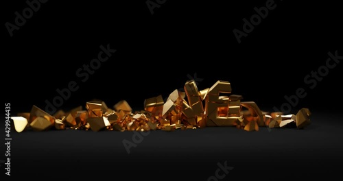 The word money crumbling, animated 3D CGI