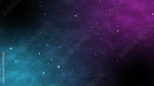 Animation about particles and smoke floating on Light blue and purple background. 60FPS