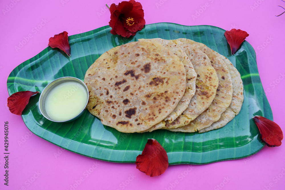 Indian special dish Bobbatlu or Bhakshalu a telugu sweets for Ugadi