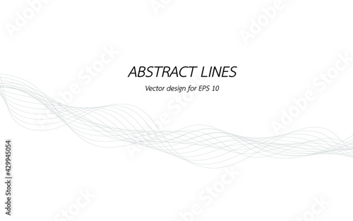 Abstract lines for design curved wave frequency, smooth stripe, color tone gray. Vector illustration on white background isolated display content of websites and app. Created using the Blend Tool.