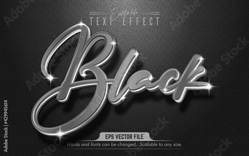 Black text, siver style editable text effect