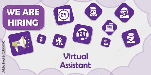 we are hiring virtual assistant vector illustration