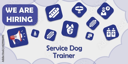 we are hiring service dog trainer vector illustration