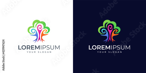colorful abstract tree logo design inspiration. tree logo