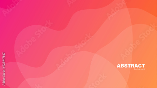 Abstract gradient red and orange background and fluid shape  with lines, background with copy space, vector.
