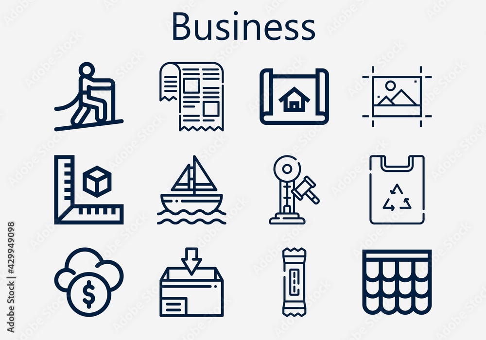 Premium set of business [S] icons. Simple business icon pack. Stroke ...