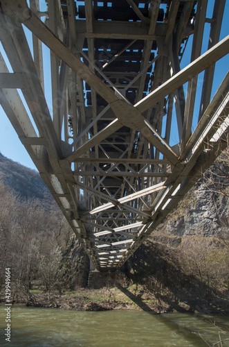 Metal railway bridge below in Bulgaria