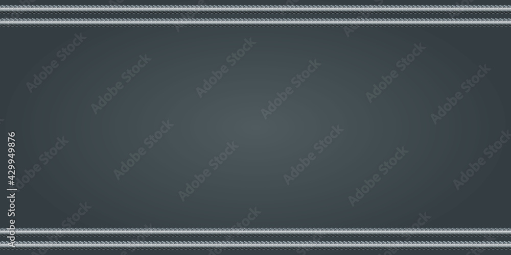 Vector background with copper rebars and copy space. Induastrial banner template on dark gray background. Vector illustration realistic metal rods and bars for building and construction. Vector background with copper rebars and copy space. Induastrial banner template on dark gray background. Vector illustration realistic metal rods and bars for building and construction.