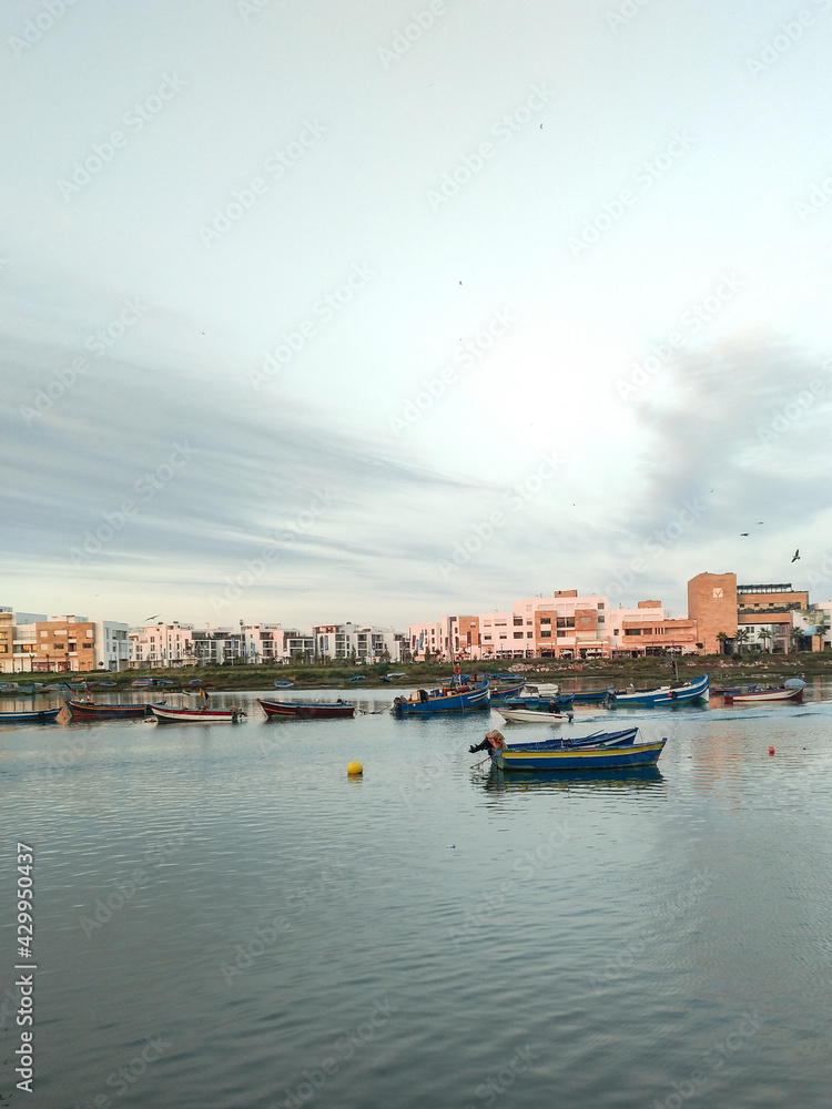 sunse in a harbor rabat morocco