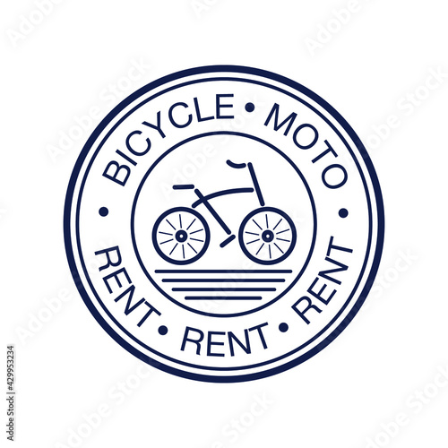 Round logo for bicycle service and rent. Vector image.