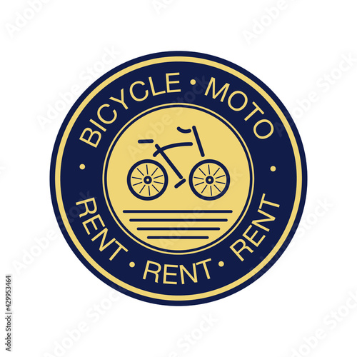 Round logo for bicycle service and rent. Vector image.