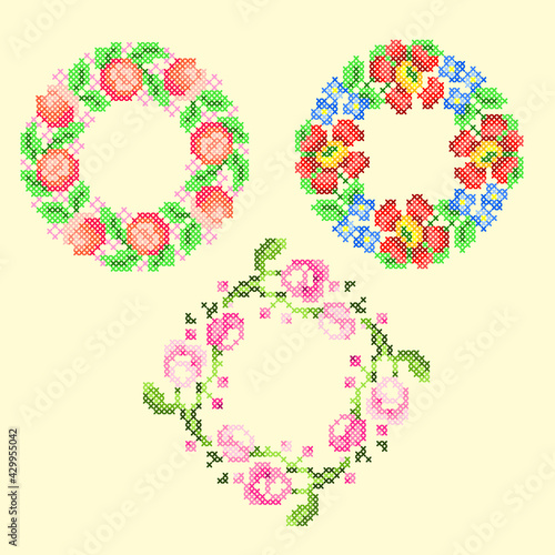 embroidery floral wreath