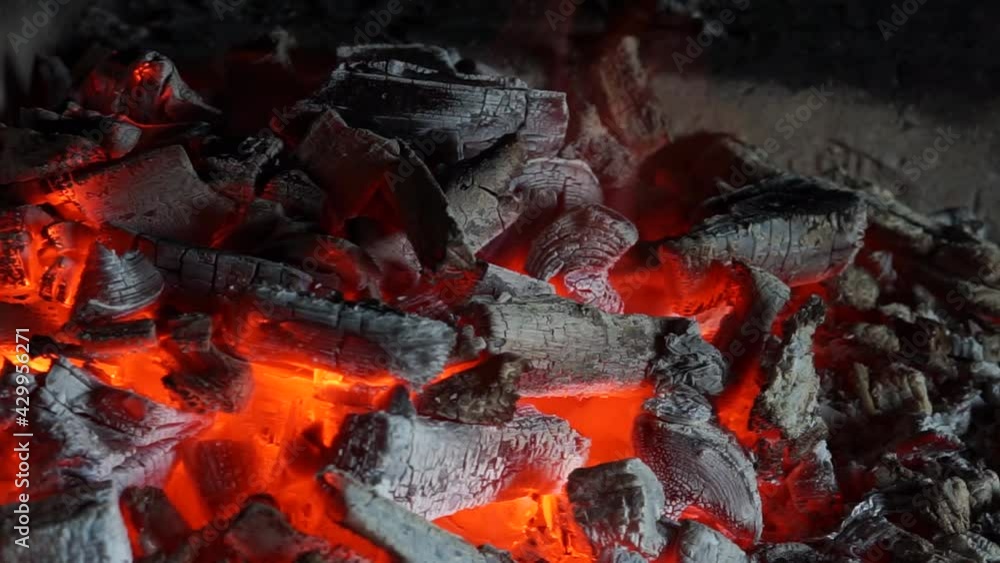 The fire burns in the fireplace The fire burns in the fireplace