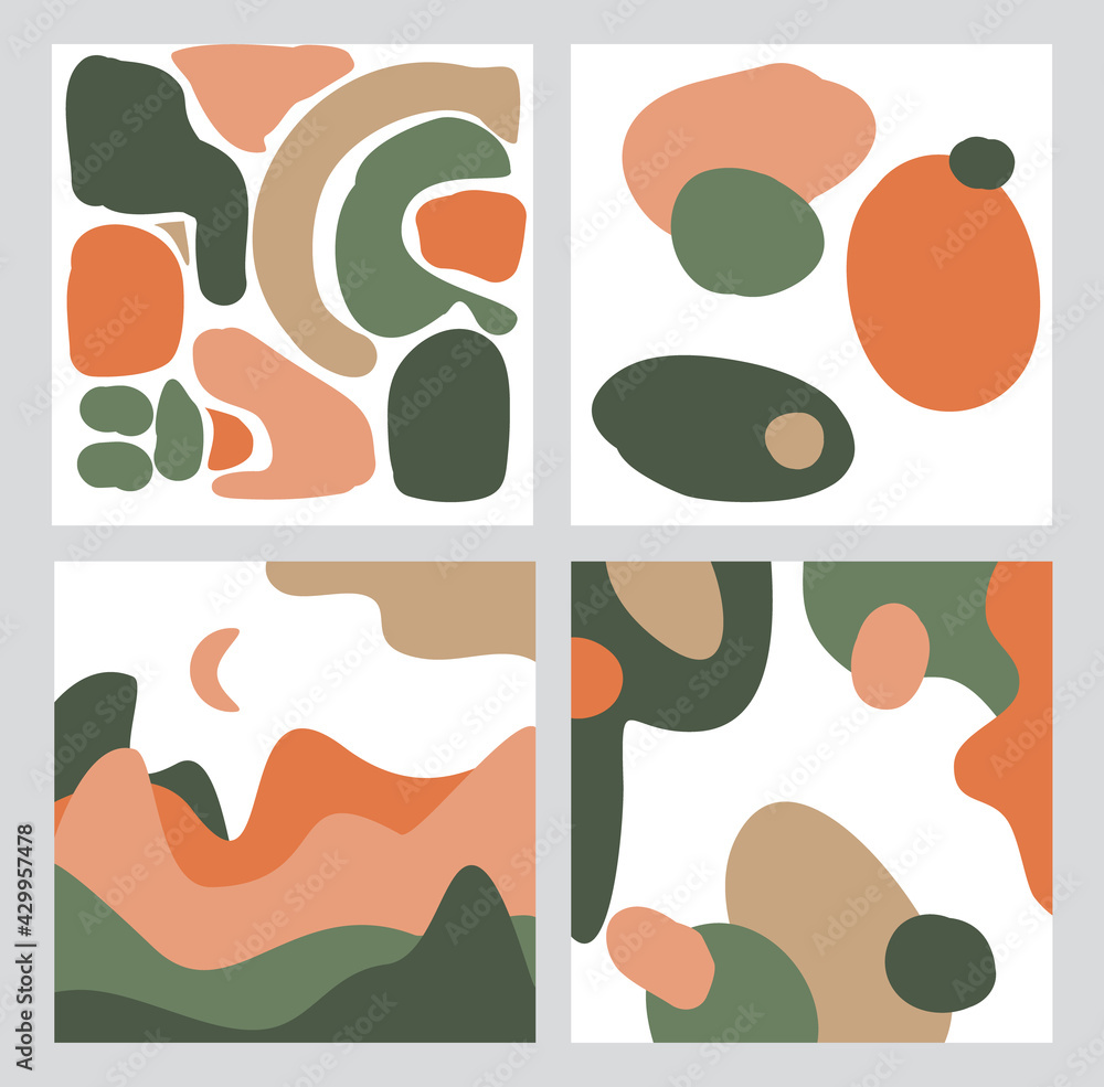 Fototapeta abstract backgrounds with irregular shapes set in earth color palette