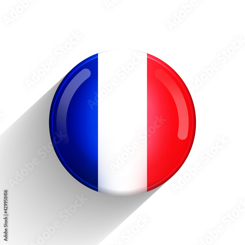 Free Download Glass light ball with flag of France. Round sphere, template icon. French national symbol. Glossy realistic ball, 3D abstract vector illustration highlighted on a white background. Big bubble - GFXLoad