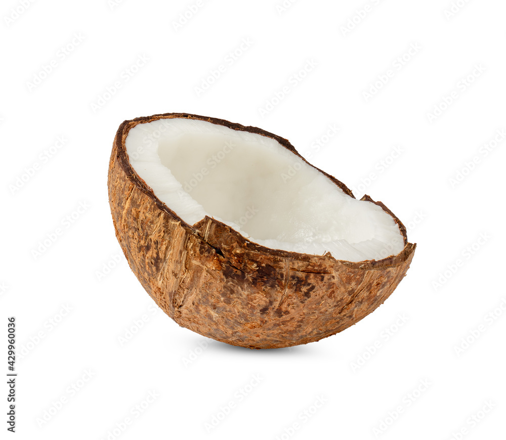 Half coconut isolated on white background Half coconut isolated on white background