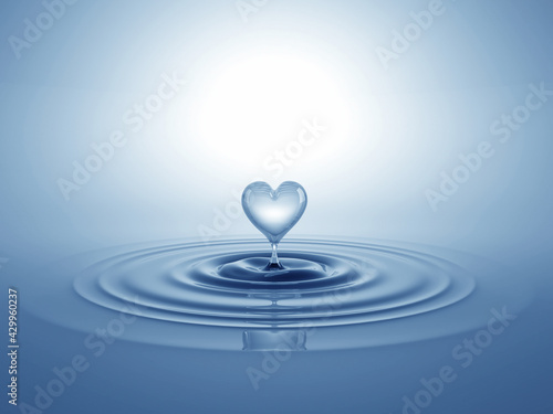 Obraz na płótnie Heart shaped water splash. Conceptual symbol. 3D illustration. w salonie