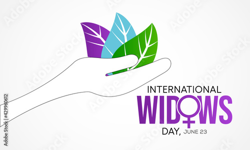 International Widows day is observed every year on June 23, it is a day of action to address the poverty and injustice faced by millions of widows and their dependents in many countries. Vector art.