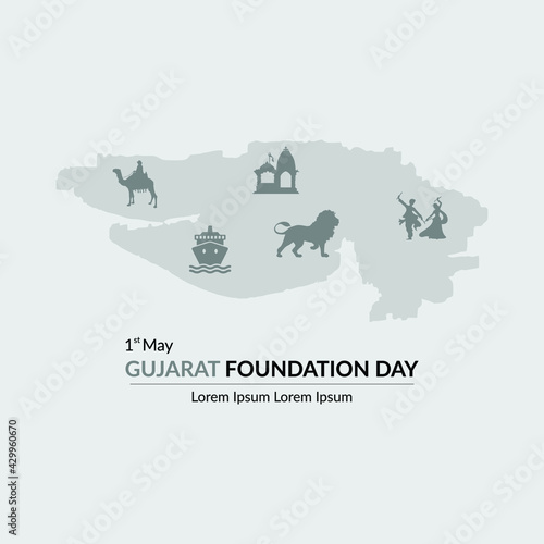 Gujarat Foundation Day Vector With Icons