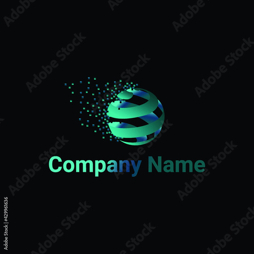 Abstract Globe Pixel Logo Design