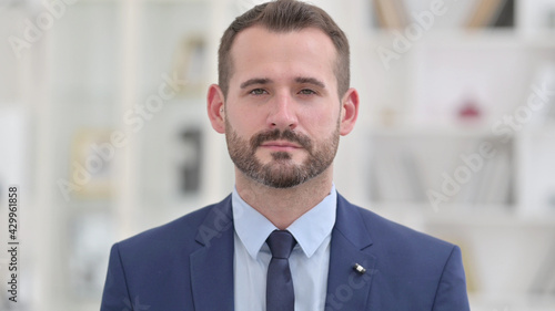 Portrait of Serious Businessman looking at Camera
