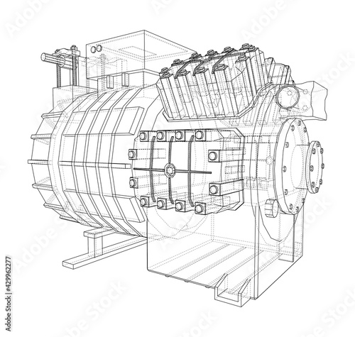 Air conditioning compressor. Vector