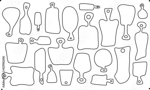 various shapes outlined cutting serving boards set , vector illustration repeatable texture