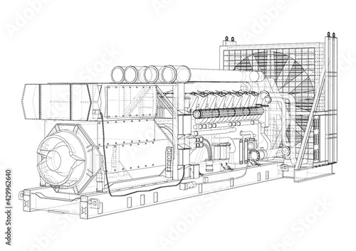 Large industrial diesel generator. Vector