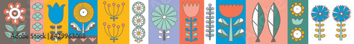 Horizontal floral seamless border in a Scandinavian style. Delicate floral motif.