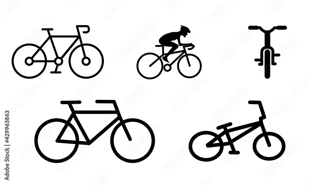 5 Cycle, bike and bicycle icon symbols. vectors with fully adjustable strokes. 5 Cycle, bike and bicycle icon symbols. vectors with fully adjustable strokes.