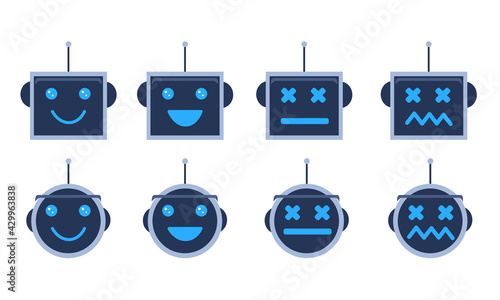 8 Robot avatar emojis with different emotions