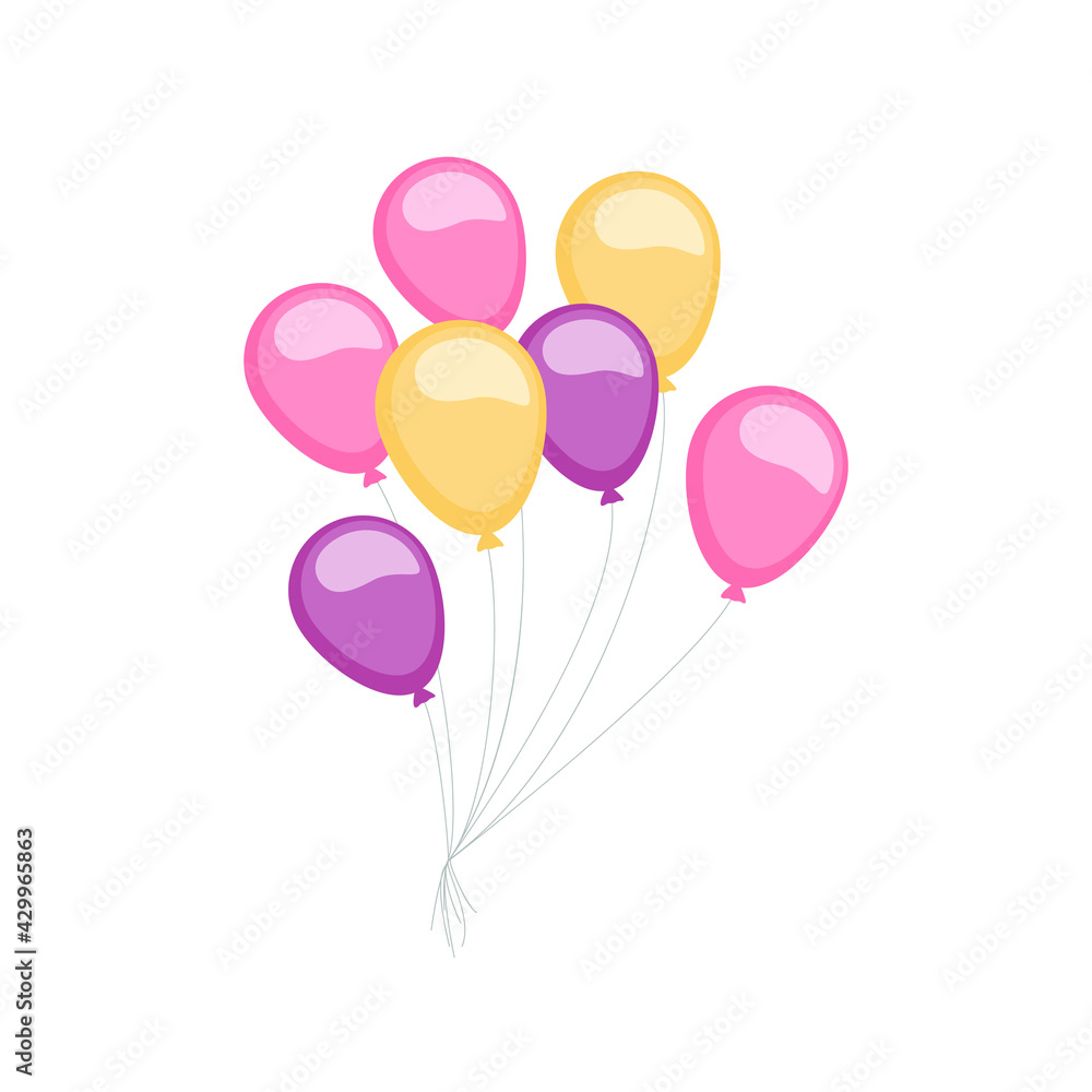 Naklejka premium Bunch of colorful balloons isolated on white 