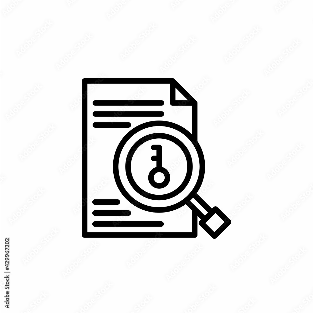 Keyword research icon in line style. Vector icon illustration Keyword research icon in line style. Vector icon illustration