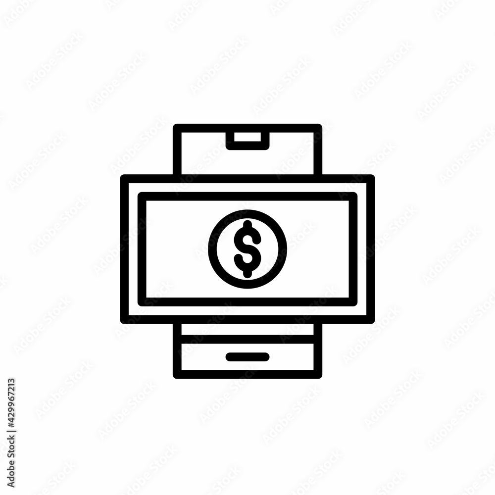 Mobile money icon in line style. Vector icon illustration Mobile money icon in line style. Vector icon illustration