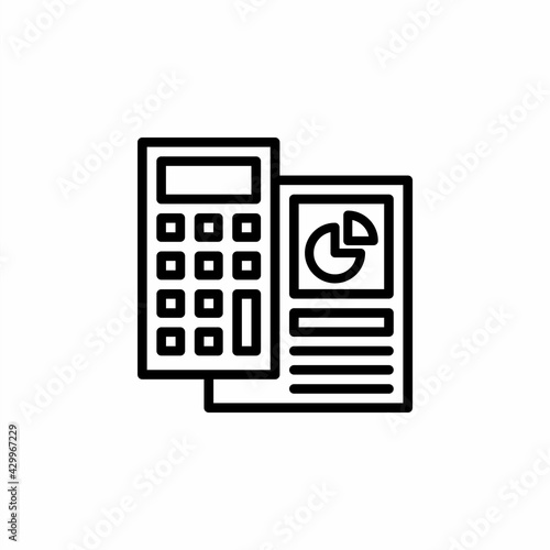 Data calculation calculator icon in line style. Vector icon illustration