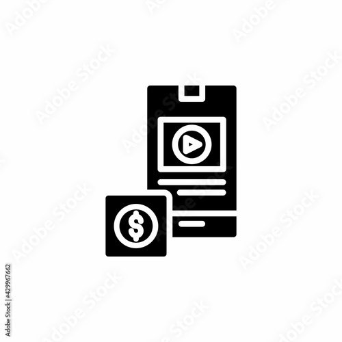 Video monetization icon in glyph style. Vector icon illustration