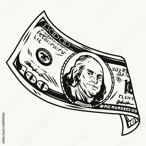 Falling dollar banknote template
