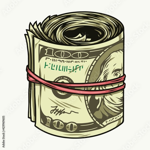 Colorful concept of money roll