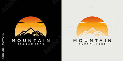 Mountain logo with modern concept and gradient color concept  Premium Vektor