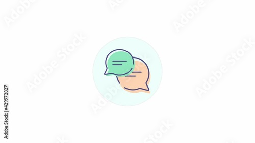 Animated linear speech bubbles with text. Chatting and communication online concept animation.