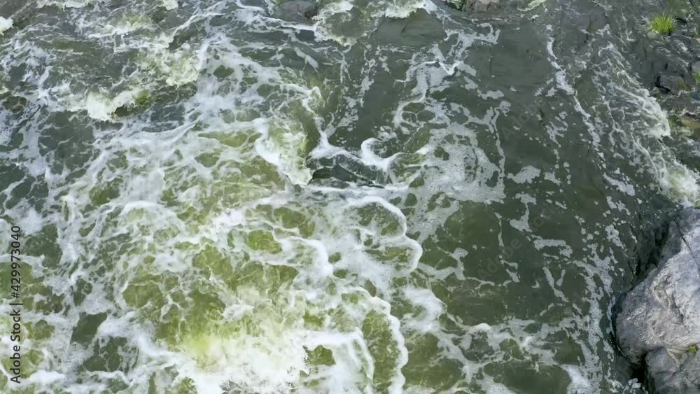 swirling streams of a mountain river with a rocky shore and forest, a close-up view from a drone, national treasure of nature in Urals. Russia. swirling streams of a mountain river with a rocky shore and forest, a close-up view from a drone, national treasure of nature in Urals. Russia.
