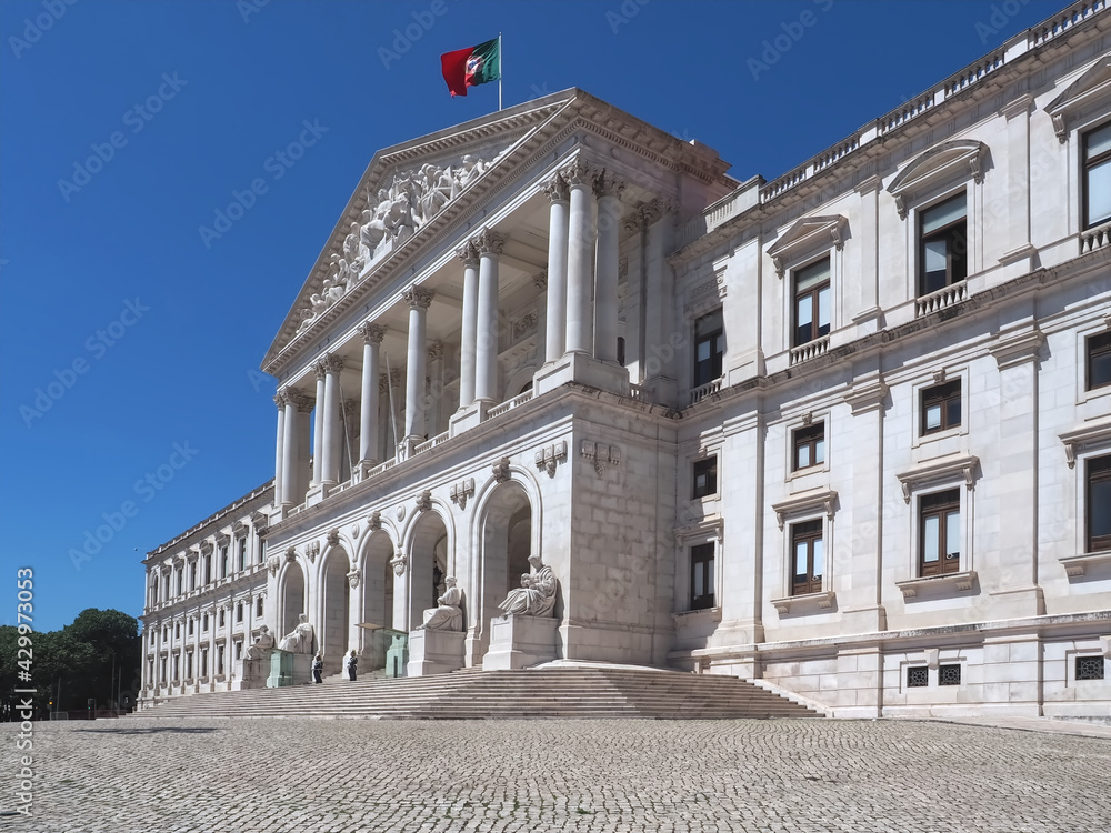 Historic Parliament building in Lisbon in Portugal