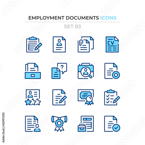 Employment documents icons. Vector line icons set. Premium quality. Simple thin line design. Modern outline symbols collection, pictograms.