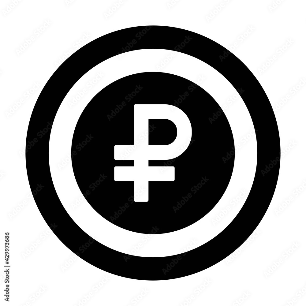 Ruble symbol icon vector currency sign for business and finance in a flat color glyph pictogram illustration Ruble symbol icon vector currency sign for business and finance in a flat color glyph pictogram illustration