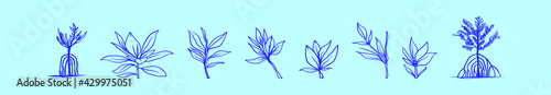 set of mangrove cartoon icon design template with various models. vector illustration isolated on blue background