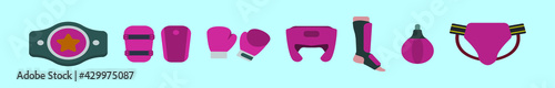 set of muaythai cartoon icon design template with various models. vector illustration isolated on black background