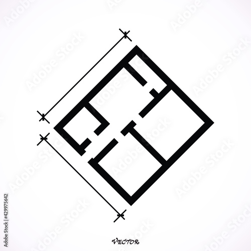 floor plan vector. Icon Isolated on White Background