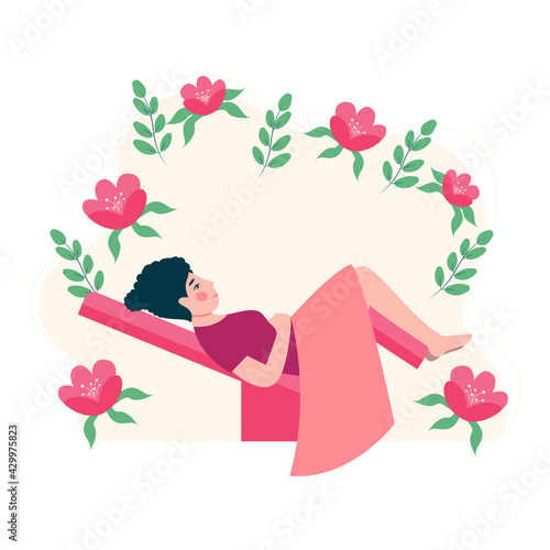 Gynecologist doctor examining woman lying in gynecological chair. Cervix checkup screening appointment. Female visiting gynecologist. Flat vector illustration

