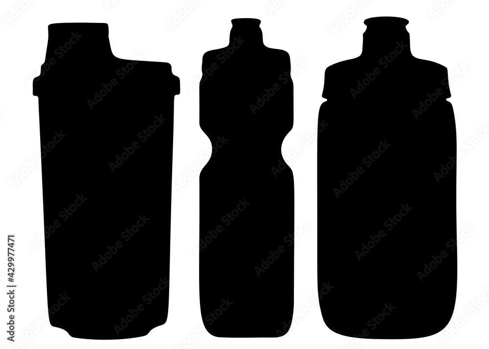 Sports shakers in a set. Sports nutrition. Vector image. Sports shakers in a set. Sports nutrition. Vector image.